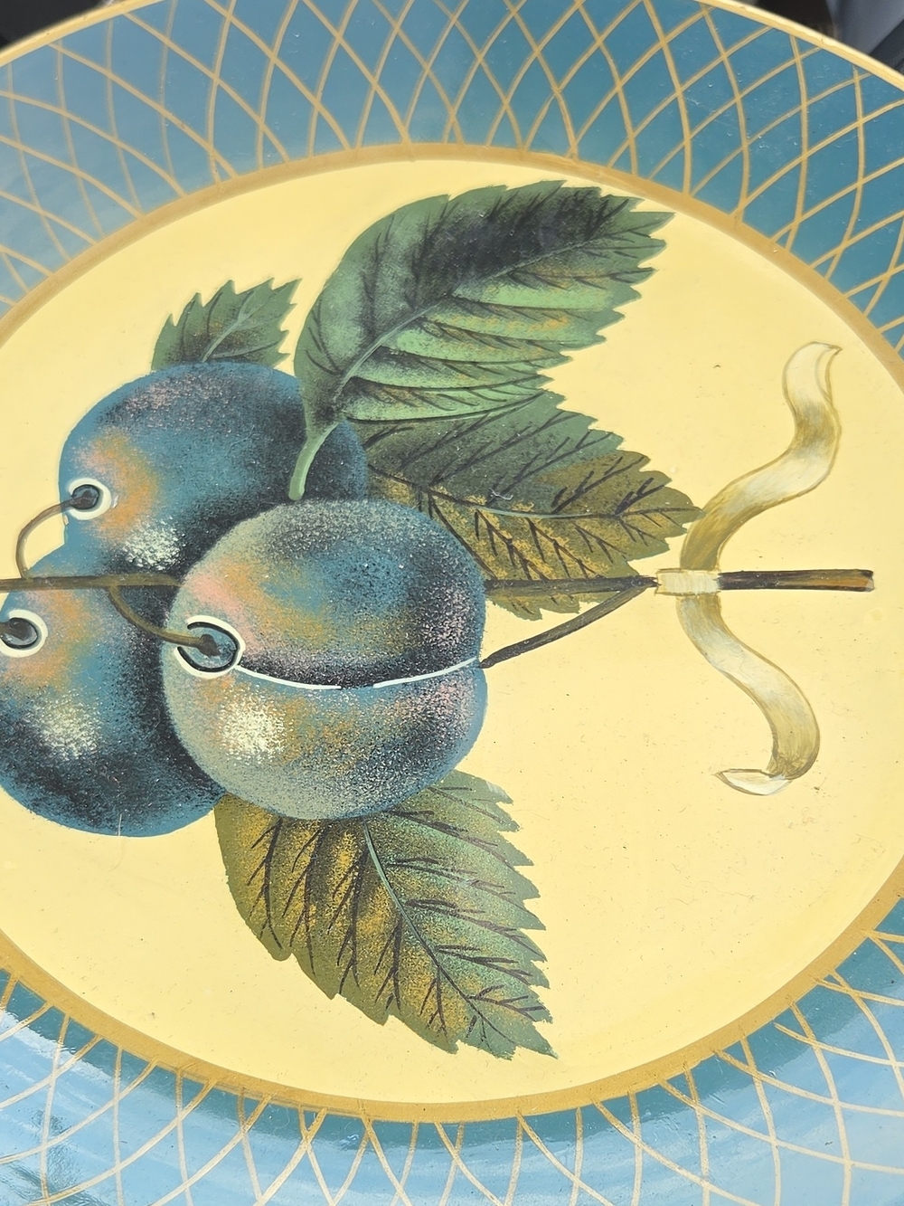 Blue Fruit Motif Ceramic Serving Plate - Classic Blue